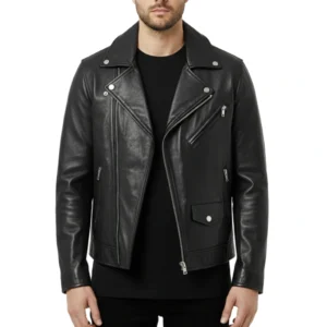 Men’s Black Leather Biker Jacket