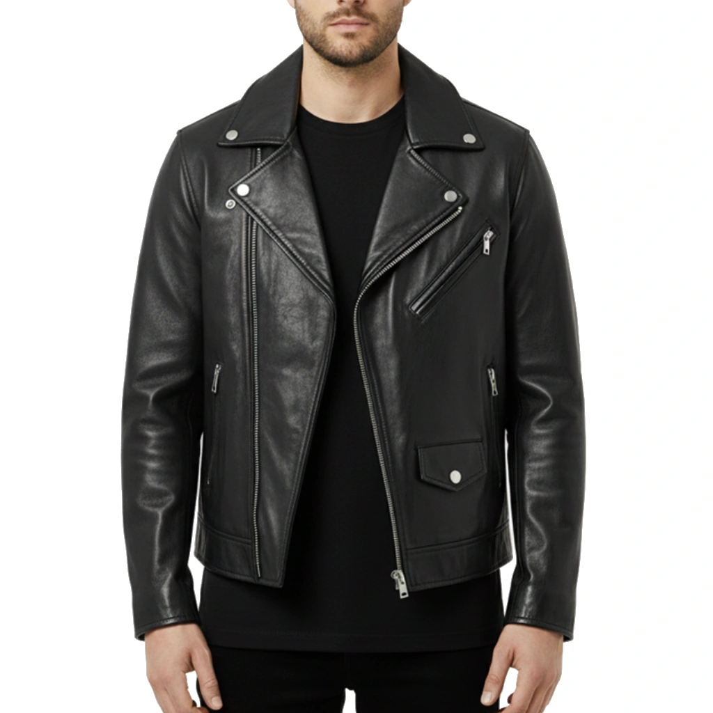 Men’s Black Leather Biker Jacket Men’s Black Leather Biker Jacket
