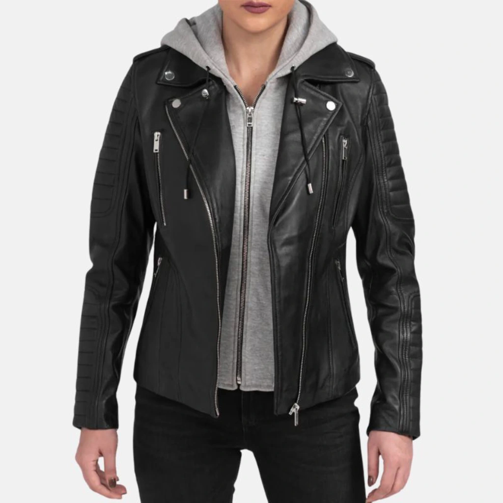 Womens Black Motorcycle Leather Jacket
