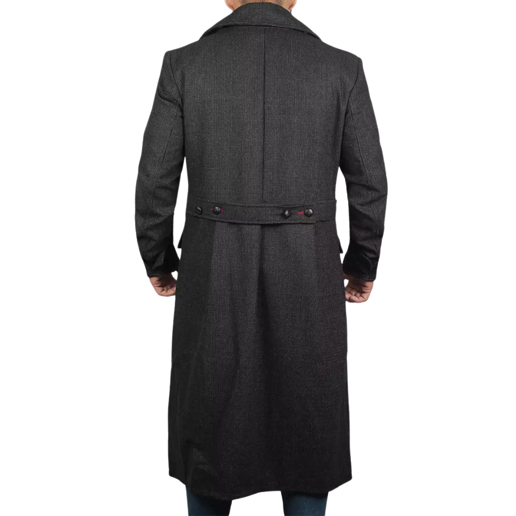Men's Double Breasted Long Grey Wool Coat