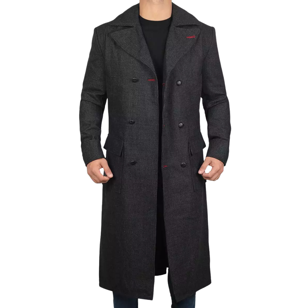 Men's Double Breasted Long Coat Grey