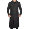 Men's Double Breasted Long Coat Grey Wool