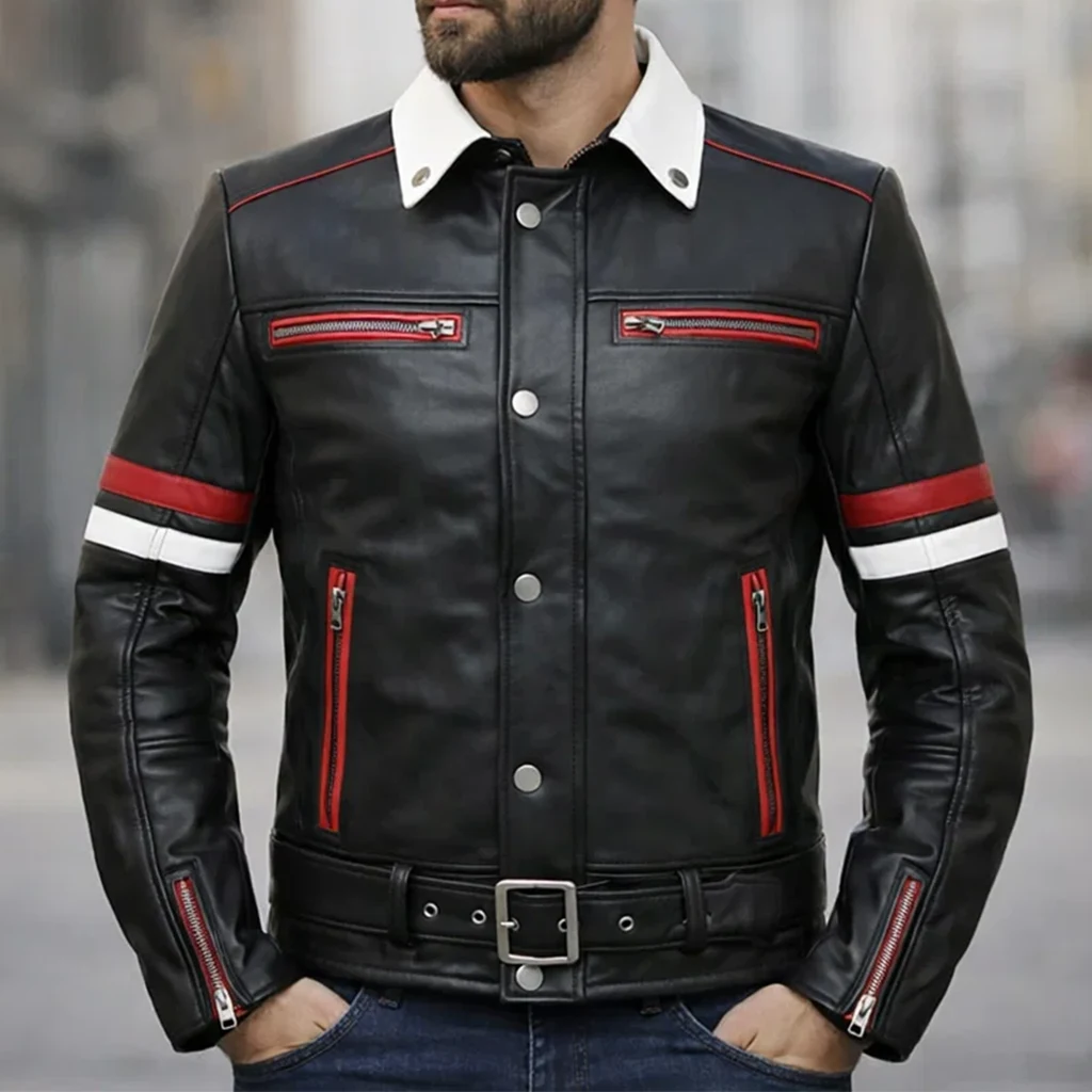 Bike Racer Black Leather Jacket 1