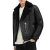 Black Shearling Leather Biker Jacket