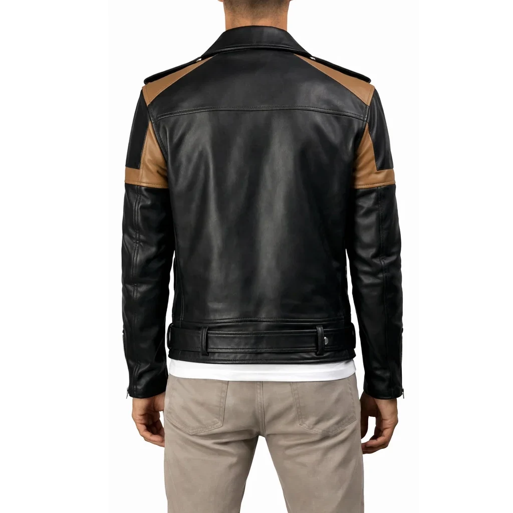 Cafe Racer Striped Leather Jacket 1