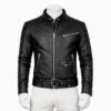 Classy Black Bomber Hooded Leather Jacket 1