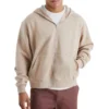 Men Beige Zip Up Hoodie