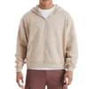 Men Beige Zip Up Hoodie F