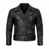 Men Quilted Black Leather Jacket 2