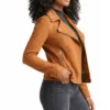 Motorcycle Brown Suede Leather Jacket 1