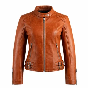 Motorcycle Quilted Brown Leather Jacket 1