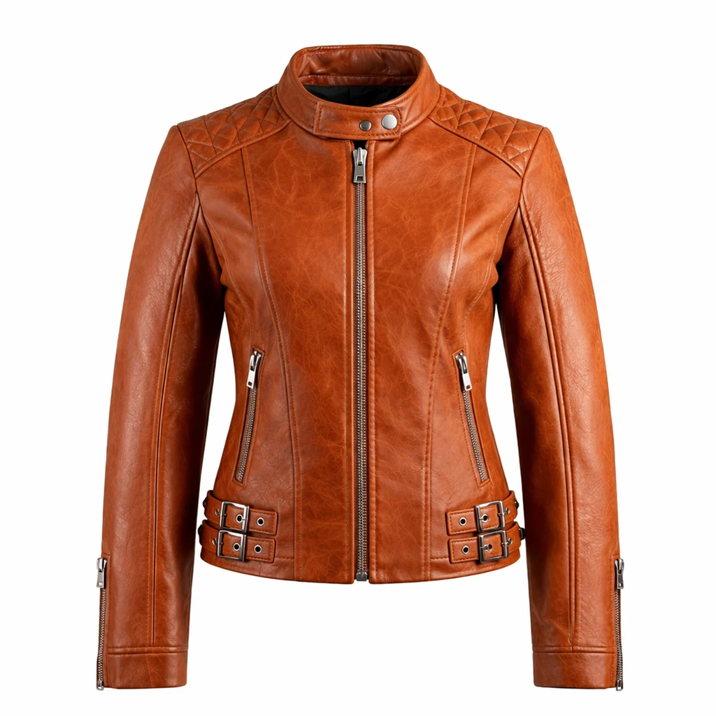 Motorcycle Quilted Brown Leather Jacket 1 Motorcycle Quilted Brown Leather Jacket 1