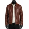 Shirt Style Brown Leather Jacket 1