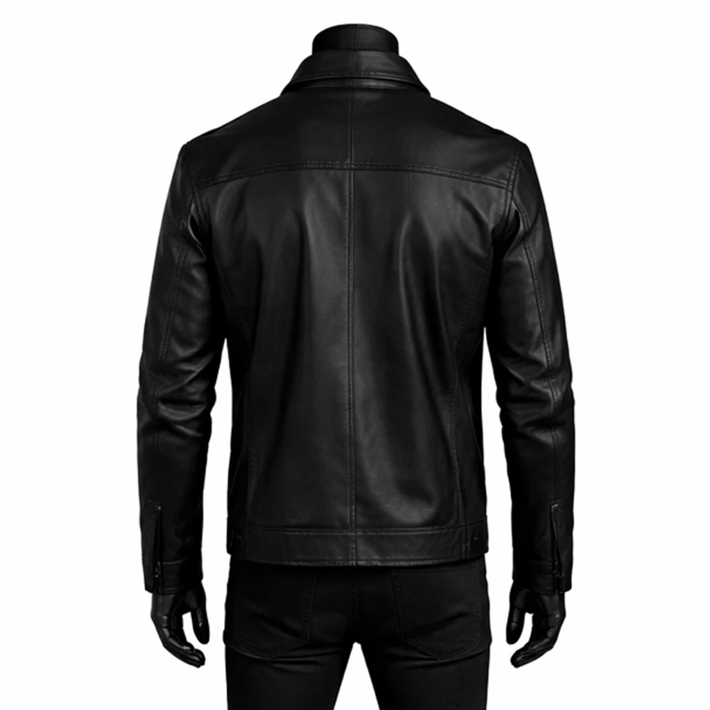 Simple Black Leather Jacket 1