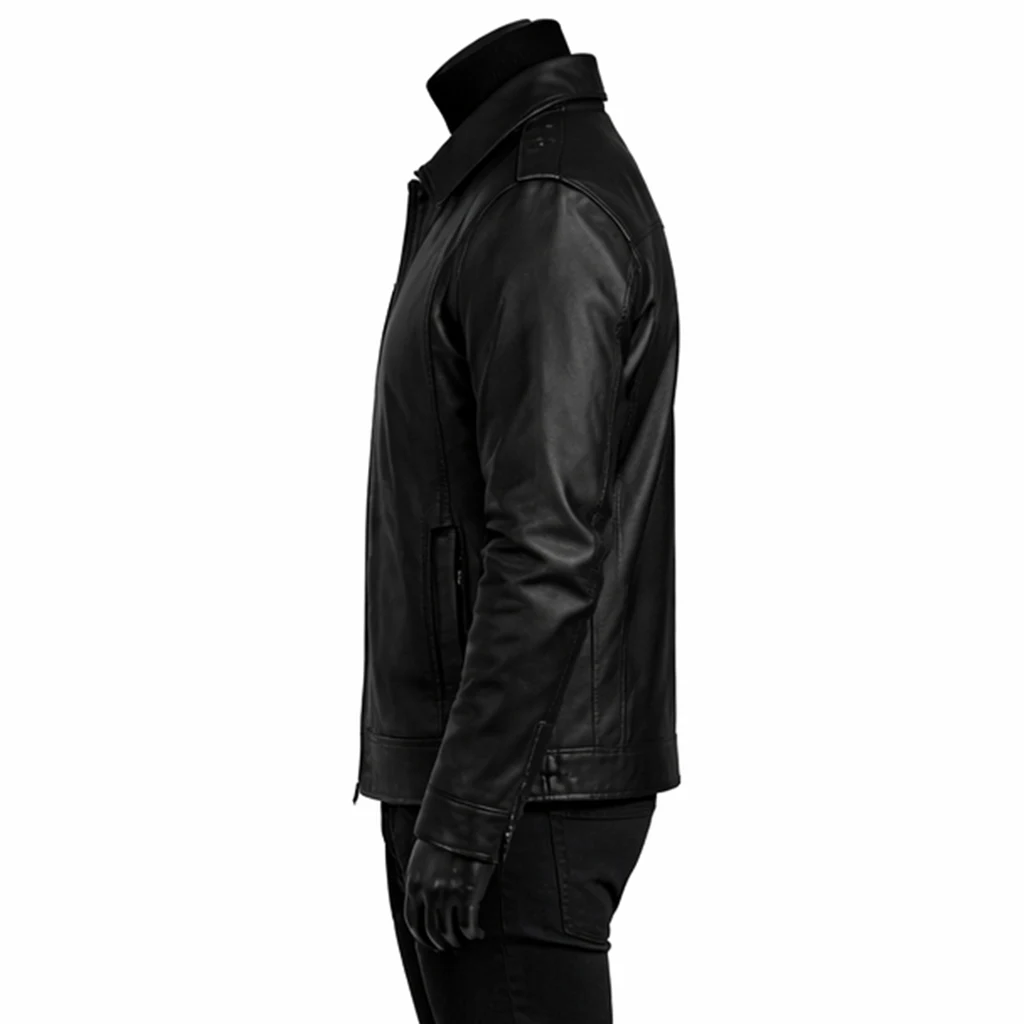 Simple Black Leather Jacket For Men 1