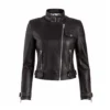 Women Biker Brown Leather Jacket 1