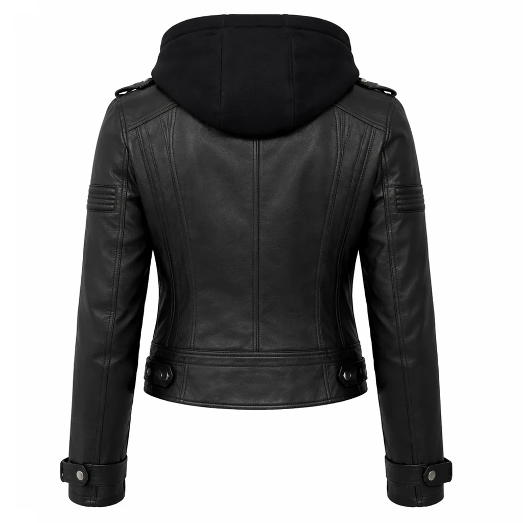 Women Black Hooded Jacket Women Black Hooded Jacket