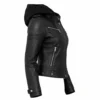 Women Black Hooded Leather Jacket 2 Women Black Hooded Leather Jacket 2
