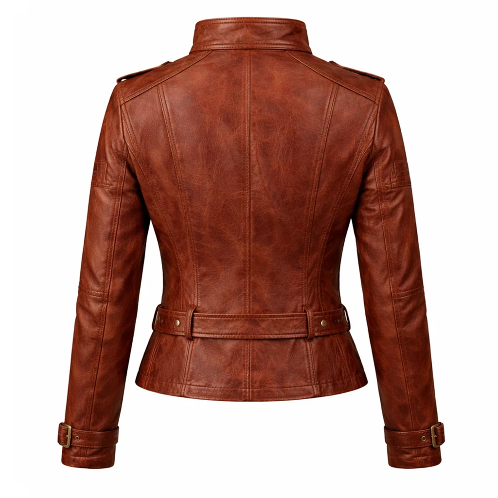 Women Brown Leather Jacket 2