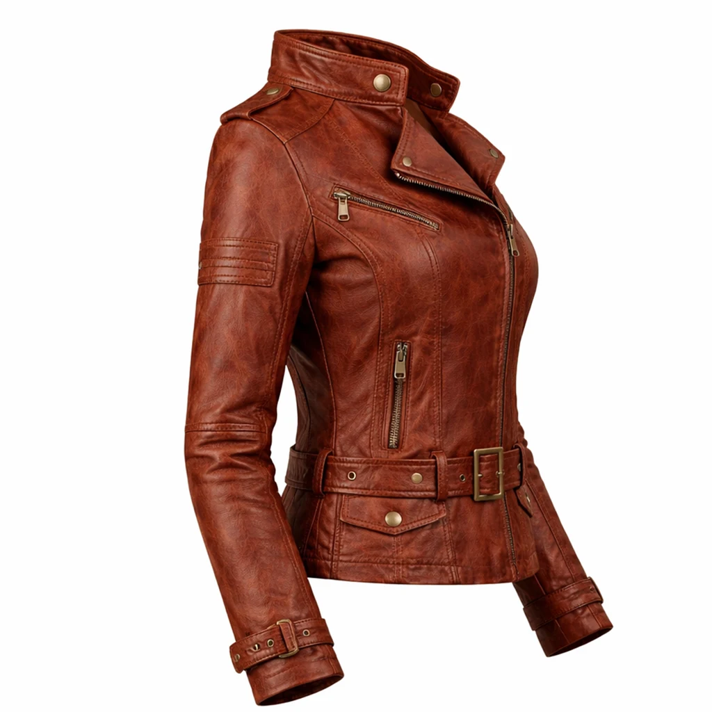 Women Racer Leather Jacket