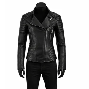 Women Racer Slim Black Leather Jacket