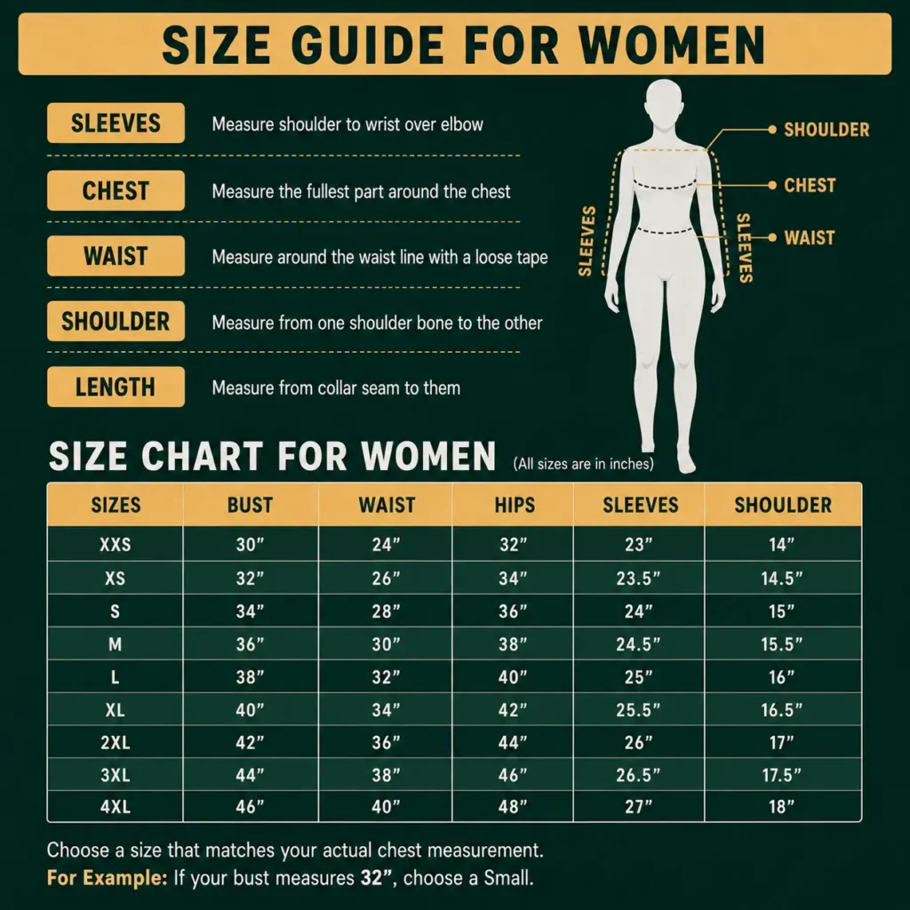 women size guide Maher outfits